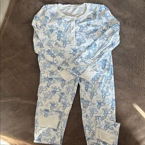 LoveShackFancy collab with Roller Rabbit Blue and White Kids Pajama Set